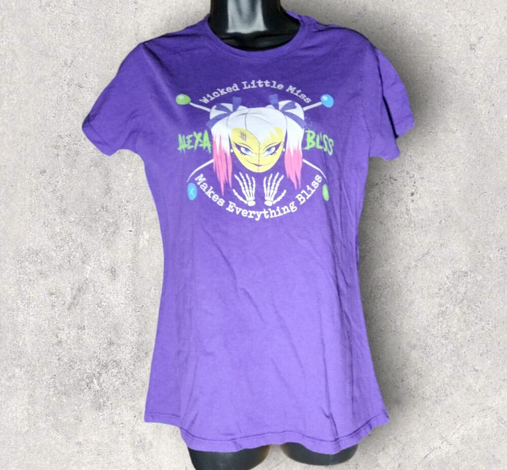 WWE Wicked Little Miss Makes Everything Bliss Purple T Shirt Womens S Alexa